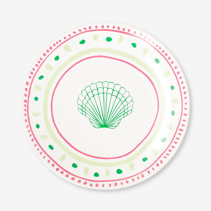Ceramic plate with dots and seashell - 16 cm
