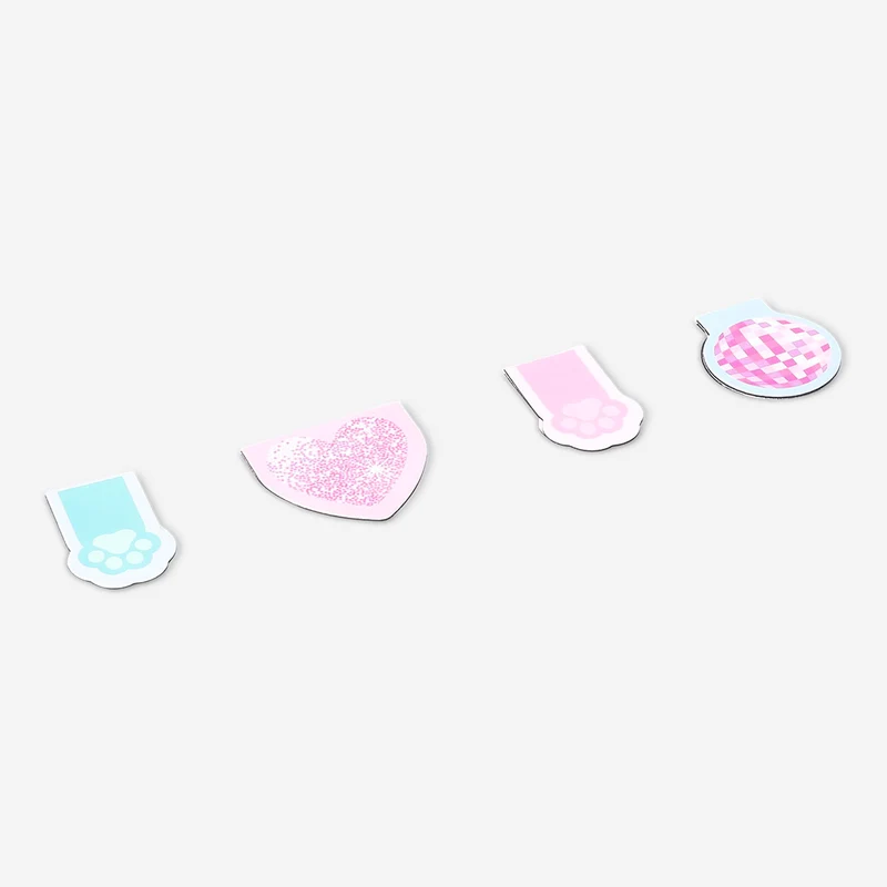 Magnetic bookmarks with sparkles and paws - 4 pcs