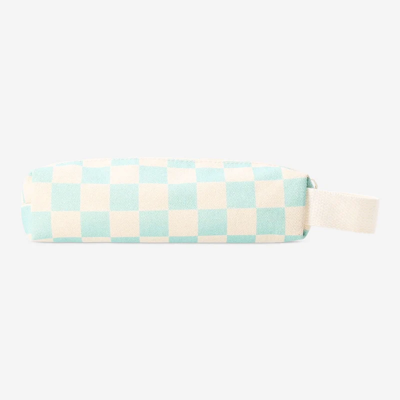 Green chequered pencil case