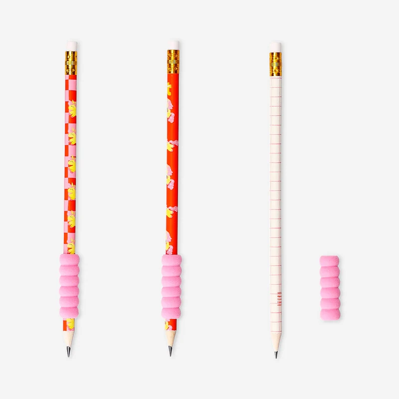 HB grip pencils with unicorn print - 3 pcs