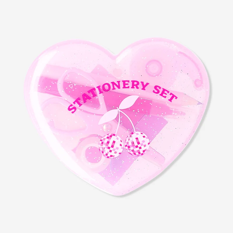 Stationery kit in heart shaped box