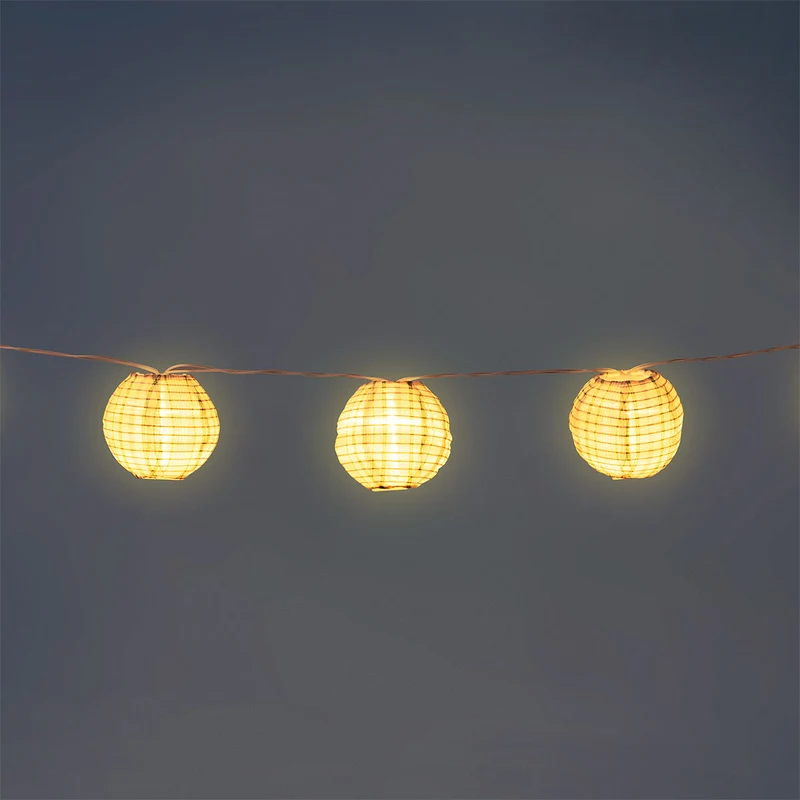 Outdoor string lights - Striped fabric balls