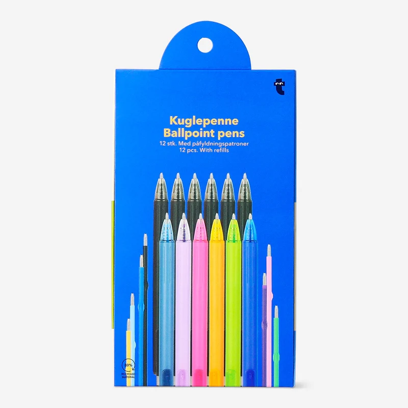 Ballpoint pens with refills - 12 pcs