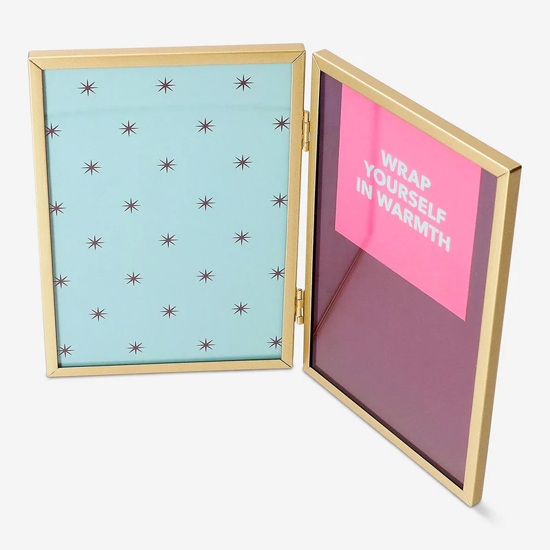 Double gold picture frame - 22x16 cm
