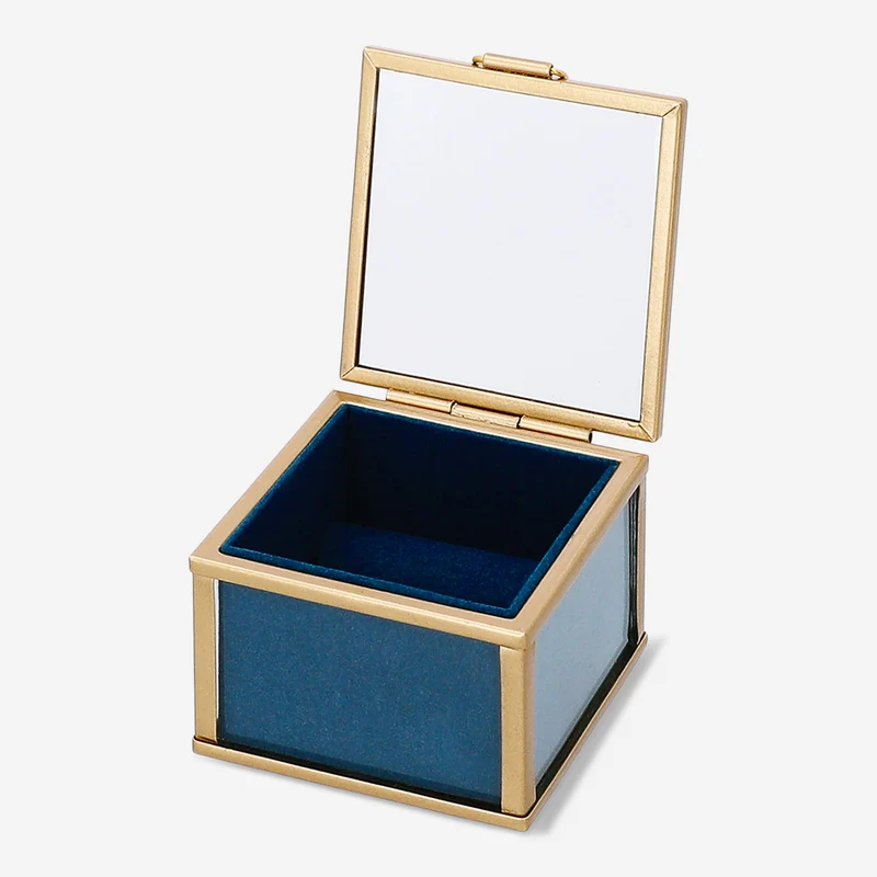 Metal jewellery storage box for rings - 7 cm
