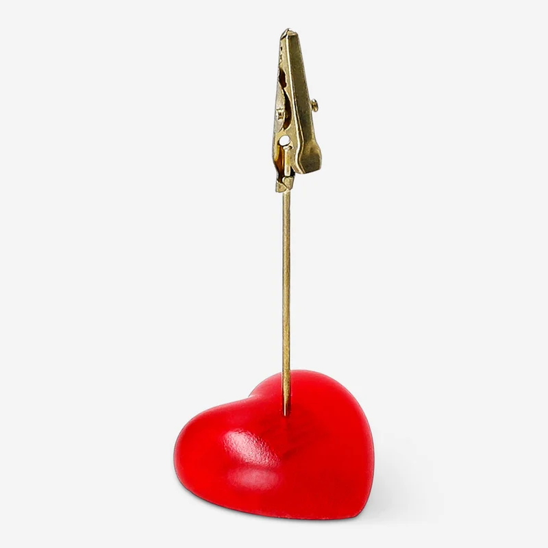 Red heart memo holder - 9 cm