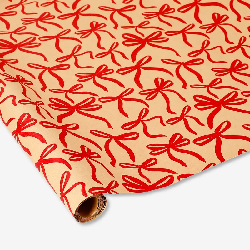 400 cm craft wrapping paper - Red bows