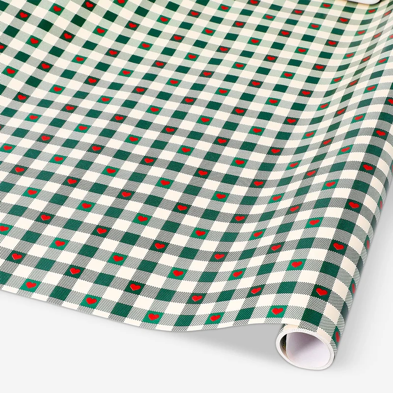 400 cm craft wrapping paper - Checks with hearts