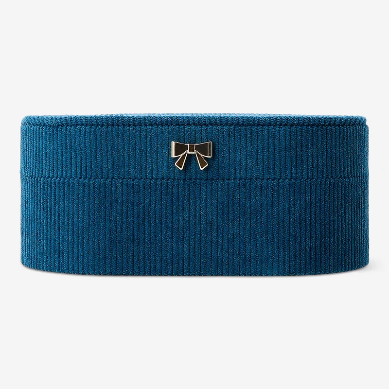 Velvet jewellery storage box with bow - 22 cm
