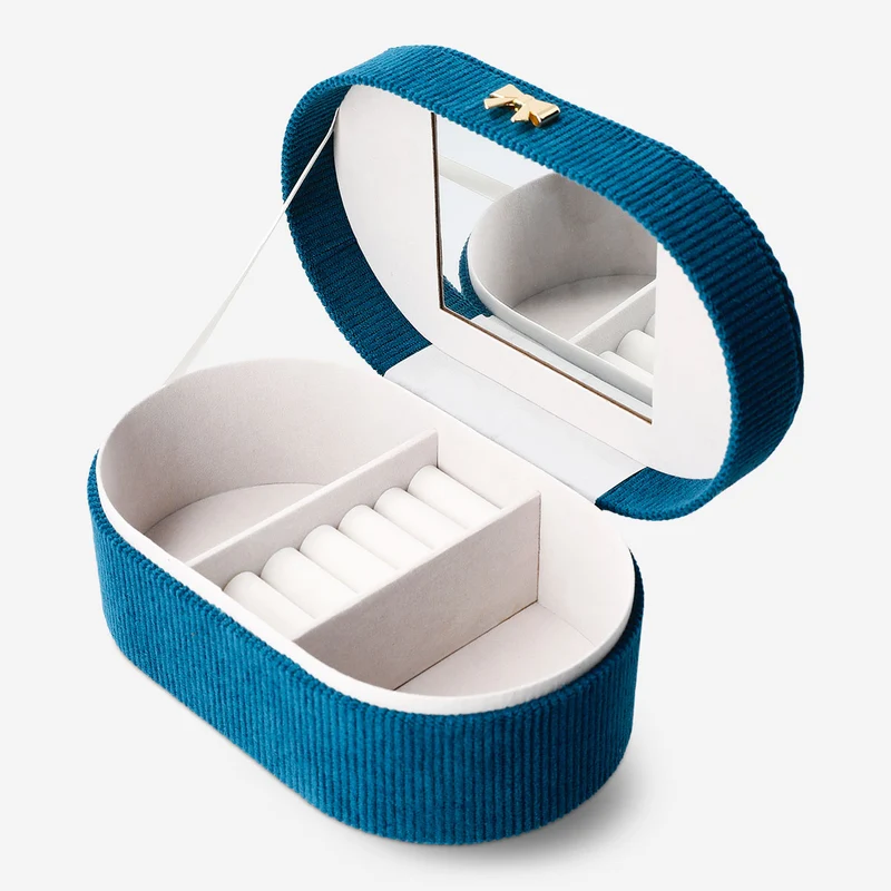 Velvet jewellery storage box with bow - 22 cm