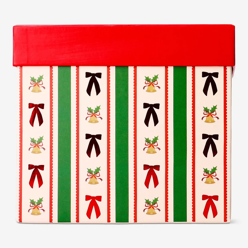 Gift box - Stripes and bows - 14x14 cm