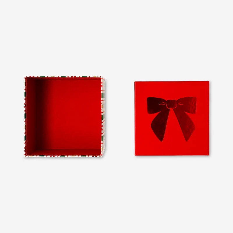 Gift box - Stripes and bows - 14x14 cm