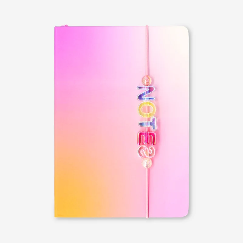 A5 gradient notebook with charms and heart mirror
