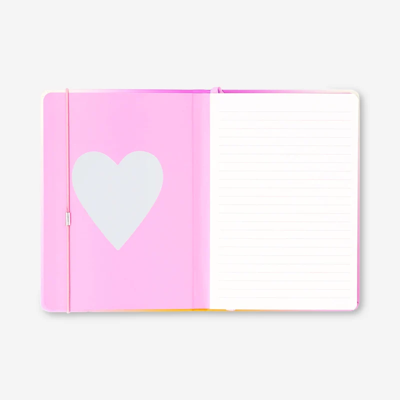 A5 gradient notebook with charms and heart mirror