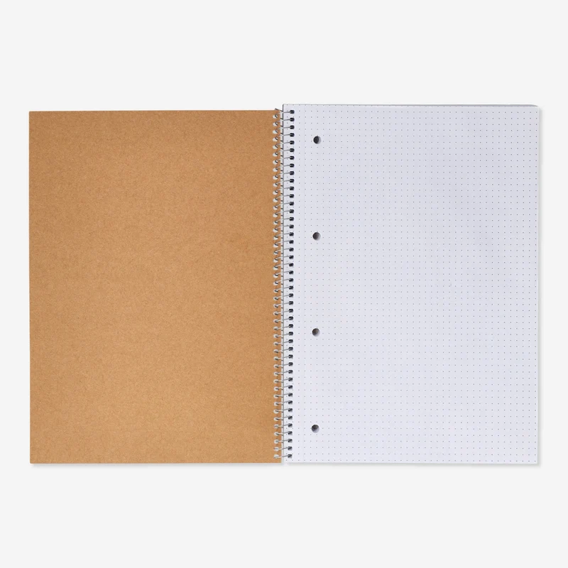A4 spiral-bound dotted notebook with craft paper cover
