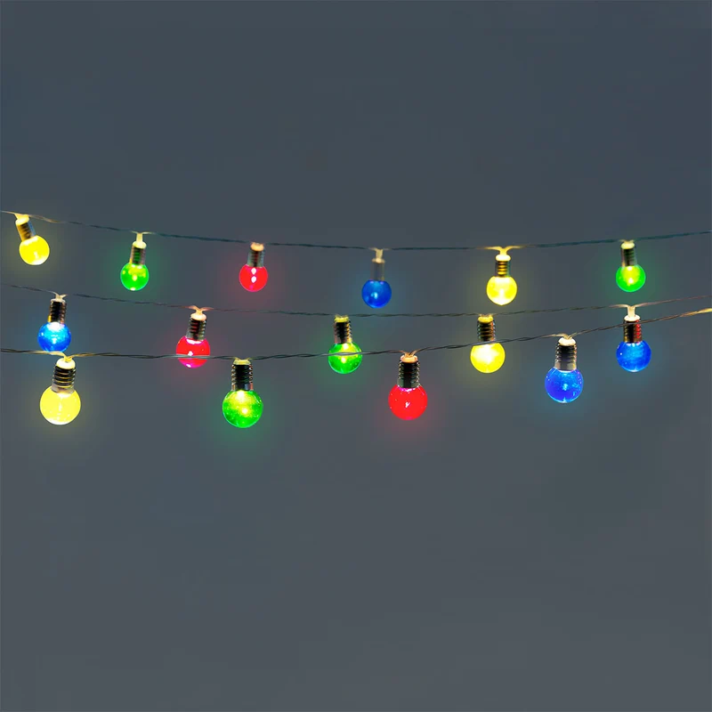 Outdoor string lights - Multi coloured round bulbs