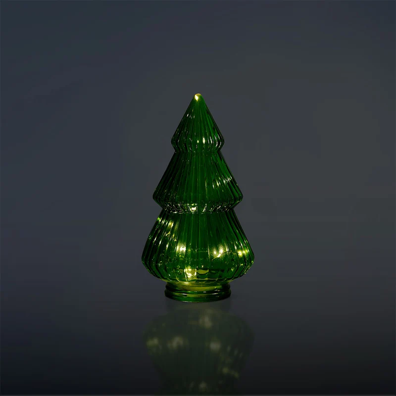 Glowing Christmas tree in glass