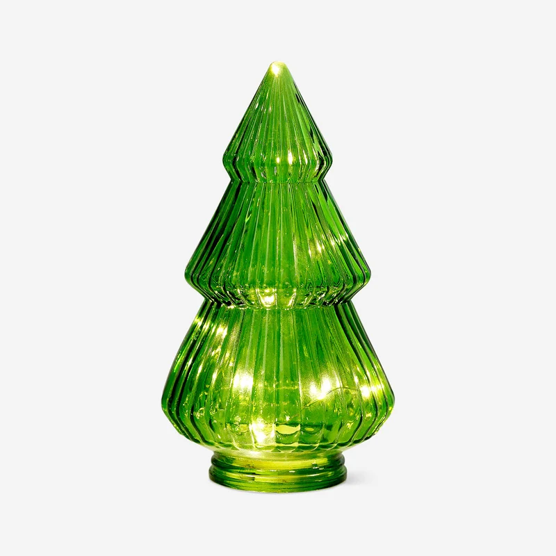 Glowing Christmas tree in glass