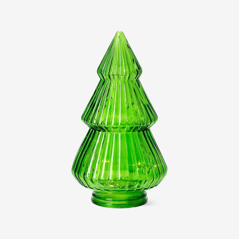 Glowing Christmas tree in glass