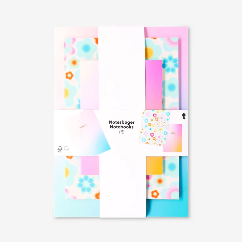 Floral and gradient notebooks set - 3 pcs