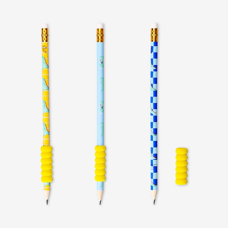 HB grip pencils with dinosaur print - 3 pcs
