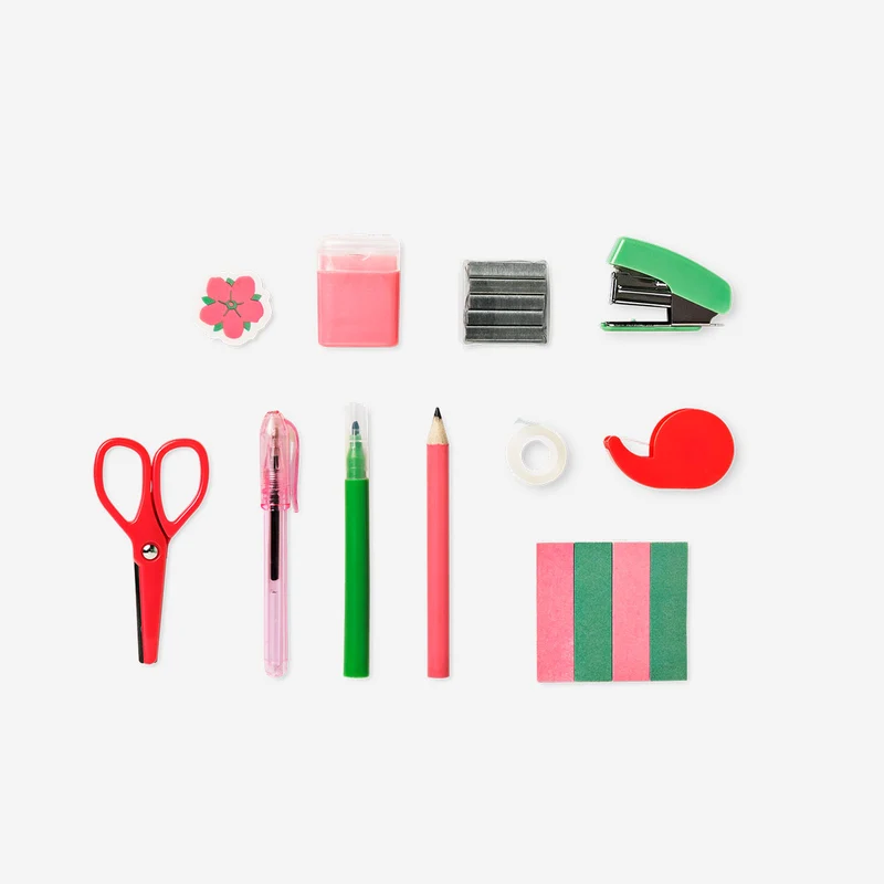 Stationery kit in red floral box