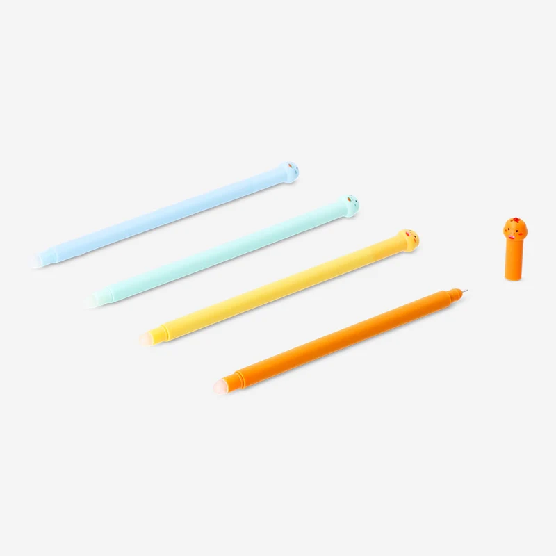 Erasable gel ink pens - Dinosaur toppers - 4 pcs