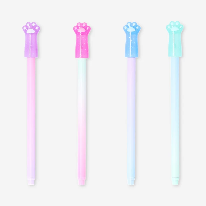 Erasable gel ink pens - Paw toppers - 4 pcs