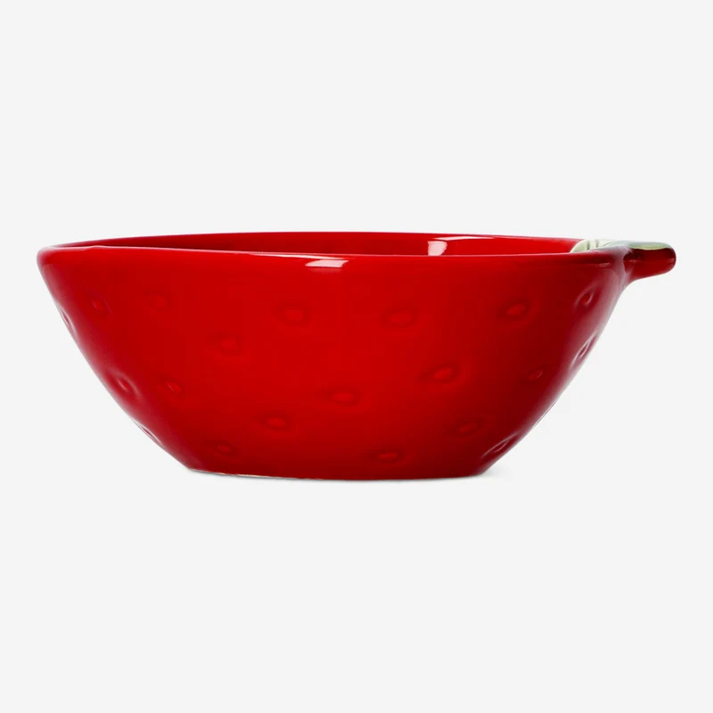 Red ceramic strawberry bowl - 14 cm