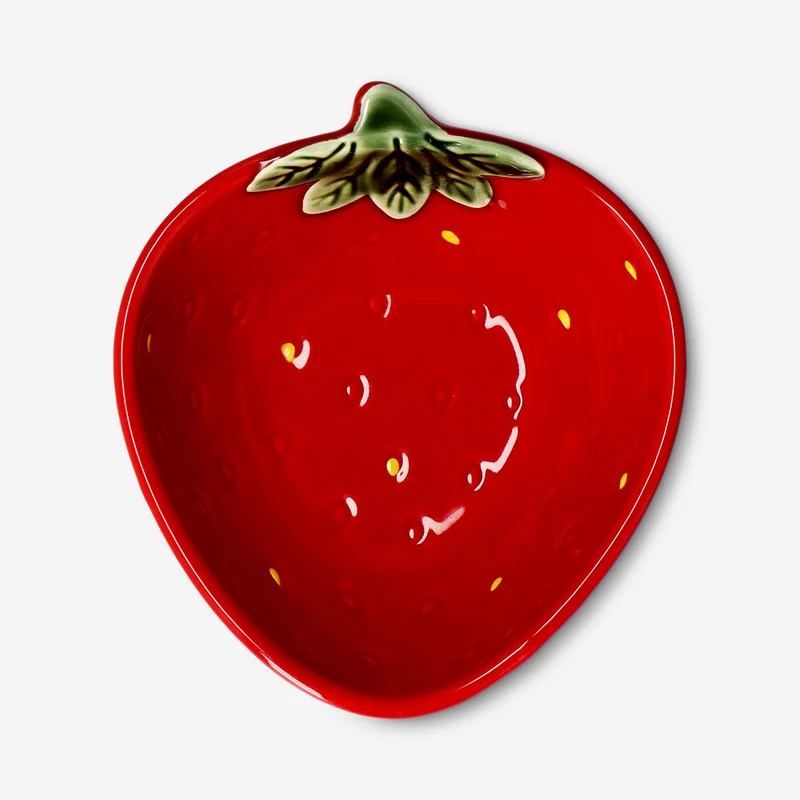 Red ceramic strawberry bowl - 14 cm