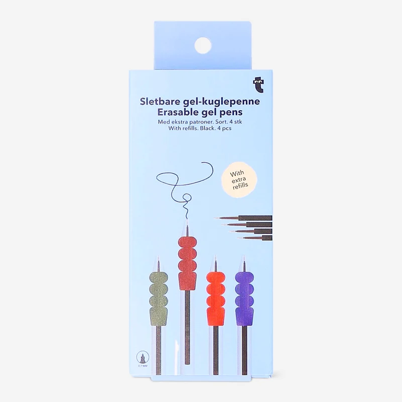 Erasable pens with black refills - 4 pcs