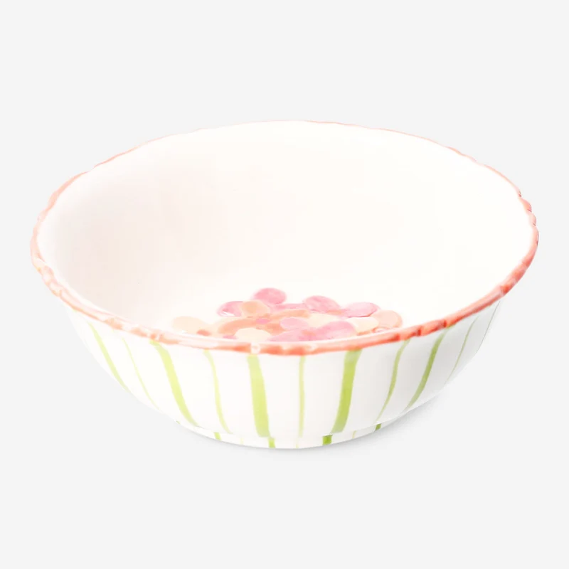 Ceramic bowl with hand-painted flower design - 12 cm