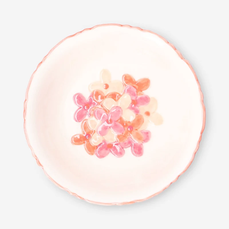 Ceramic bowl with hand-painted flower design - 12 cm