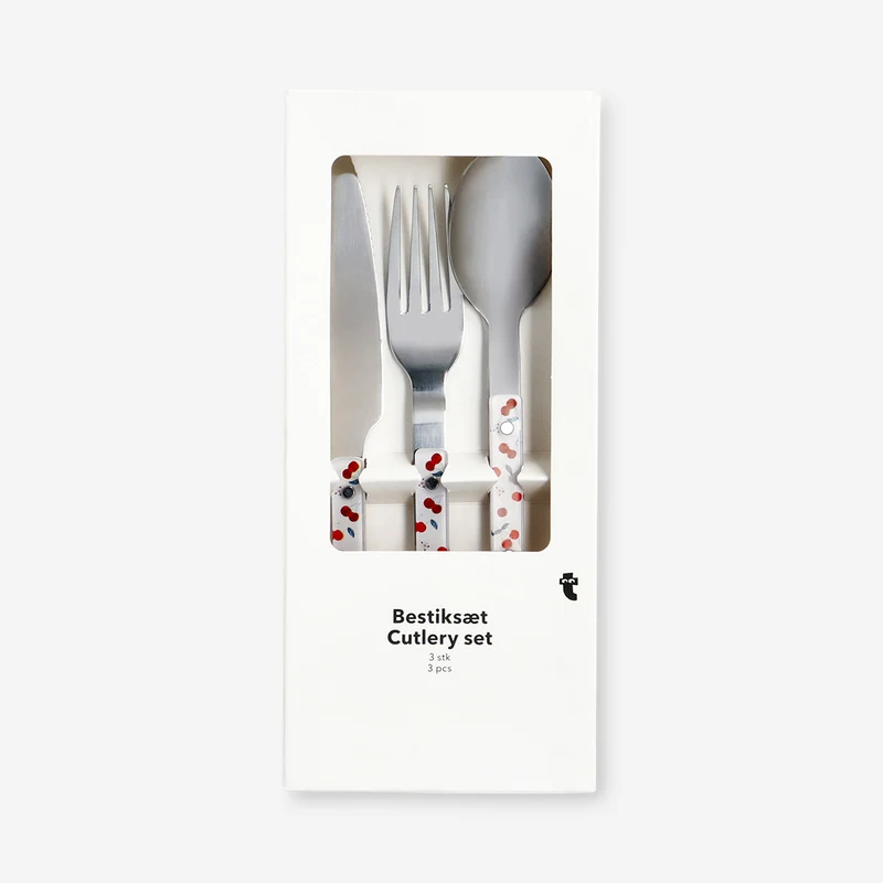 Cutlery set with cherry print - 3 pcs