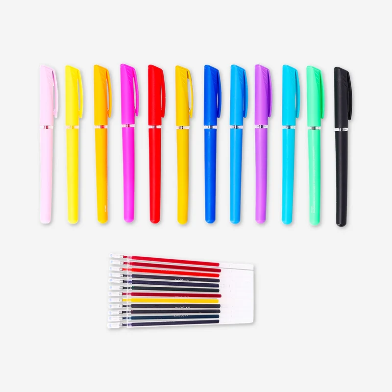 Gel ink pens with refills - 12 pcs