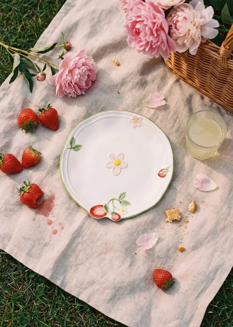 Plate with embossed strawberries - 20 cm