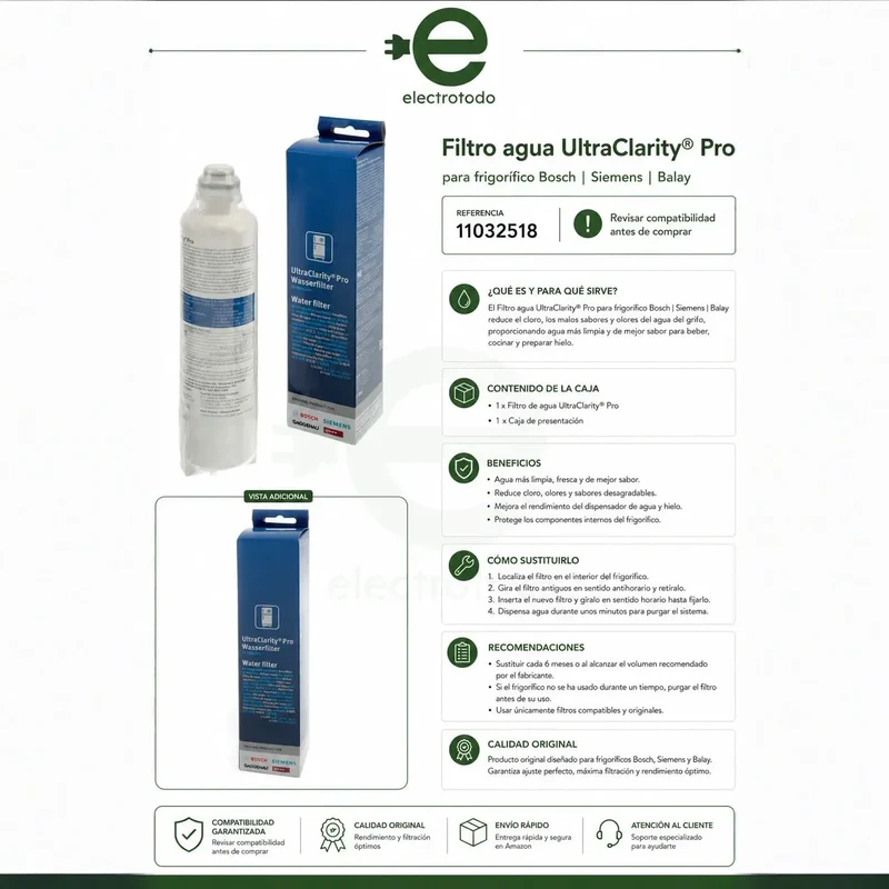 Filtro acqua per frigorifero Balay 11032518 Bosch Neff Siemens