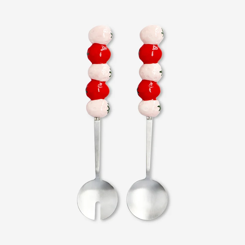 Salad servers with strawberries - 2 pcs