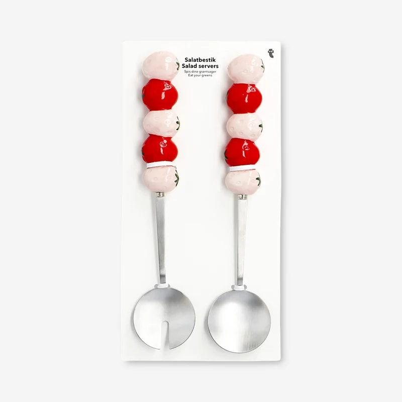 Salad servers with strawberries - 2 pcs