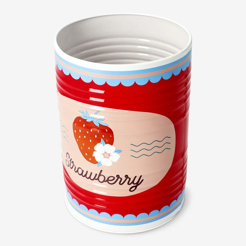 Metal storage tin with berry print - 17 cm