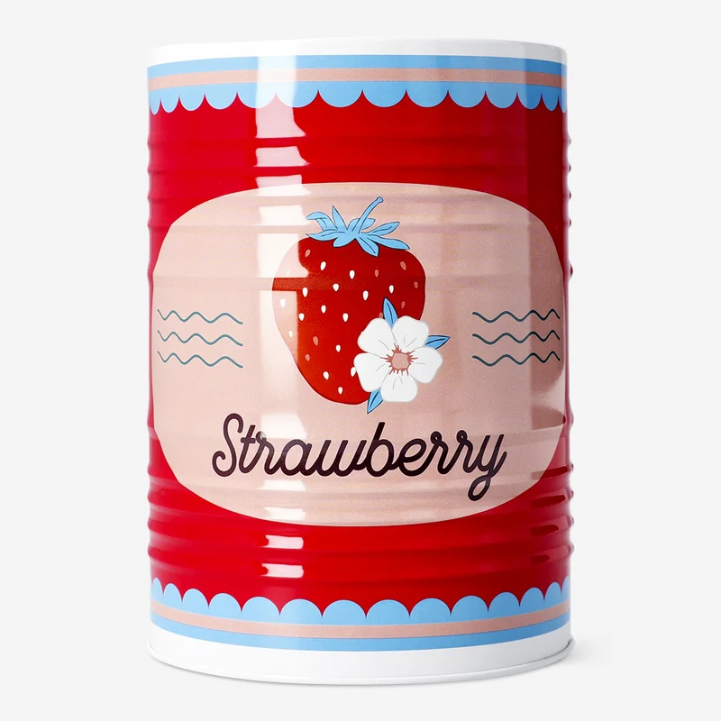 Metal storage tin with berry print - 17 cm