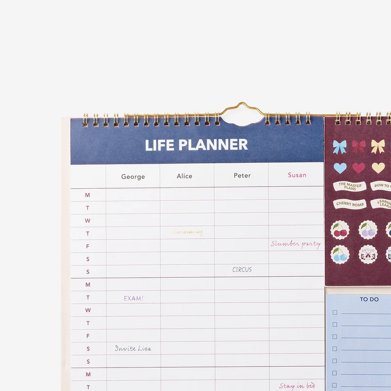 Family planner with stickers