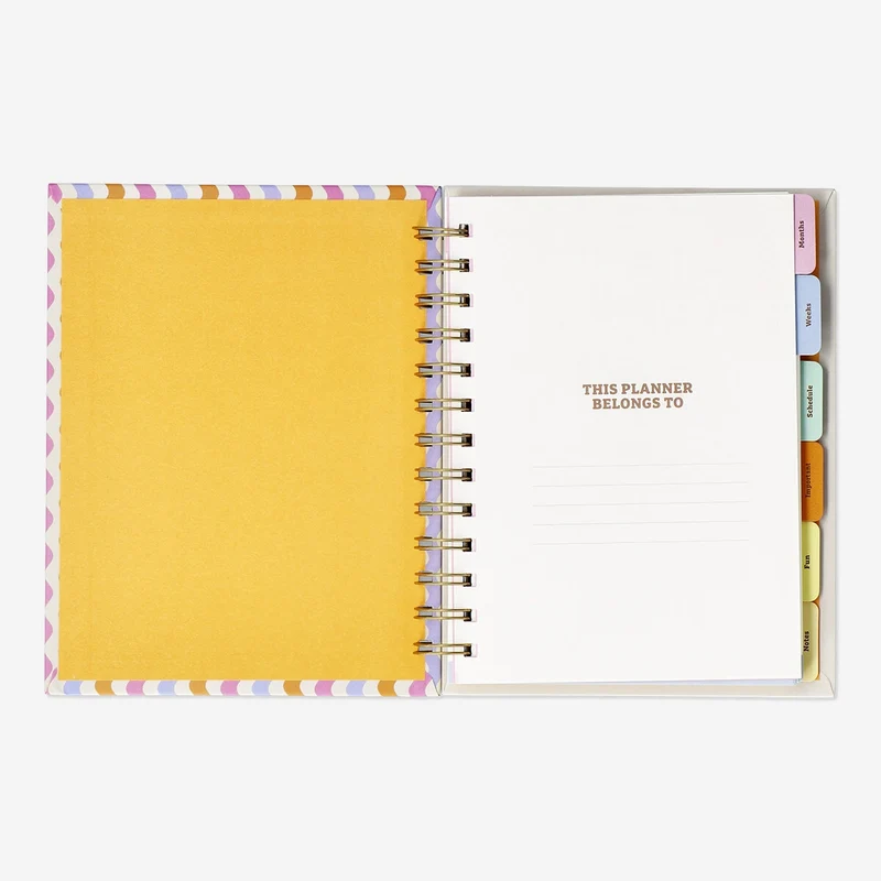 Study planner with wavy pattern - English