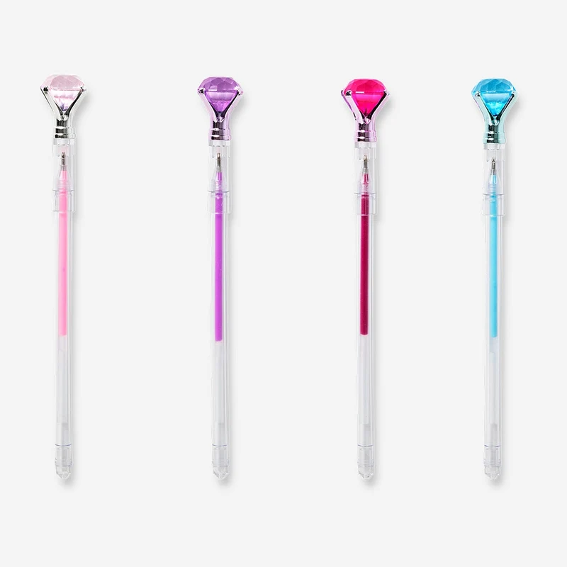 Gel ink pens with diamonds - 4 pcs