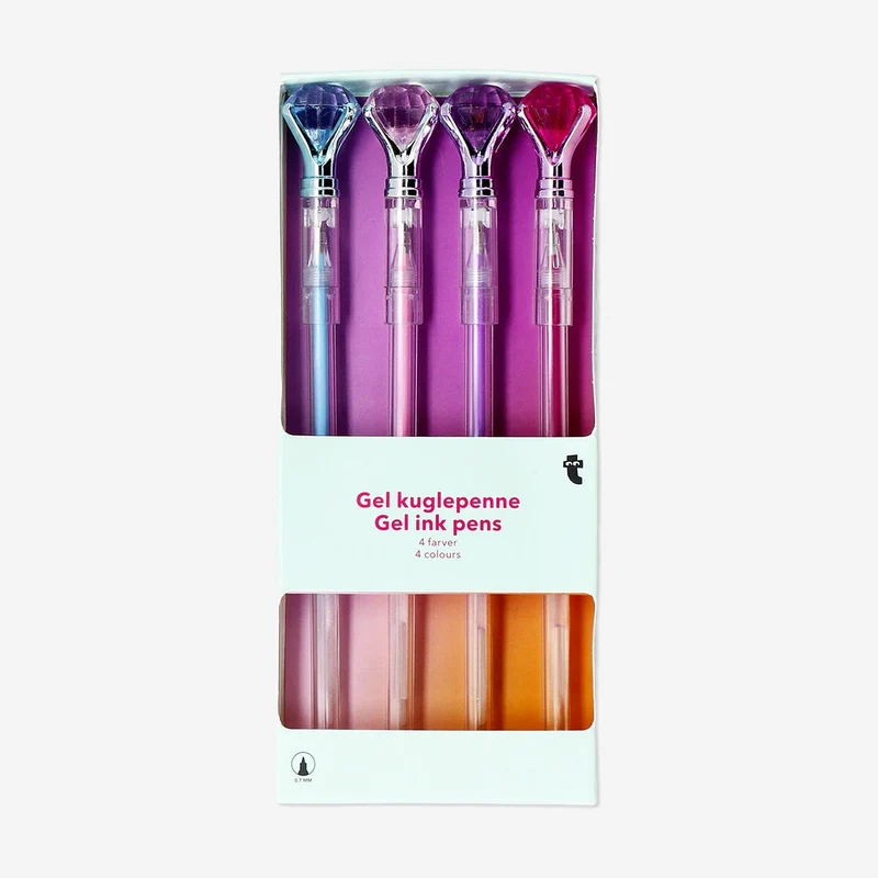 Gel ink pens with diamonds - 4 pcs