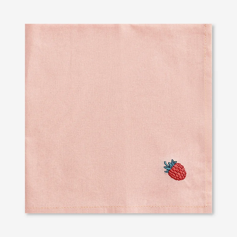 Fabric napkins with embroidered raspberry - 2 pcs