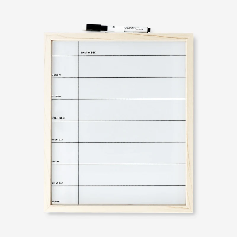 Weekly planner board with marker