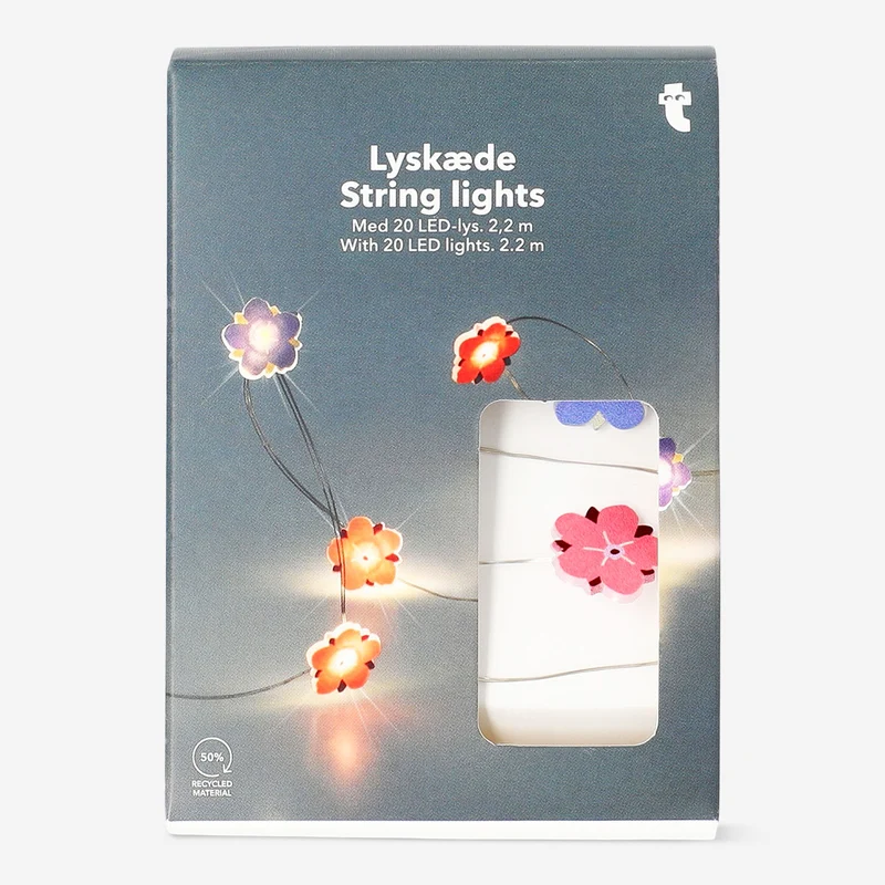 String lights - Purple and pink flowers