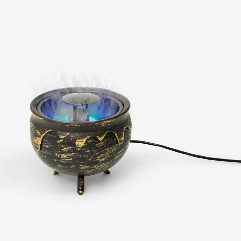 Fog machine as cauldron with colour changing lights - 12 cm