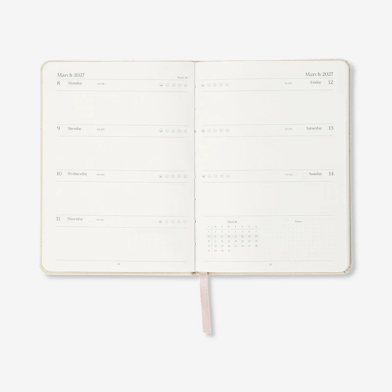 B6 fabric cover weekly diary 2027 - English